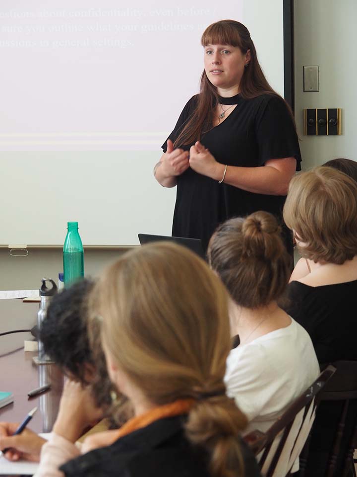 Jordan Roberts trains King's residence Dons about sexualized violence.