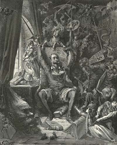 Gustave Doré_Don Quixote amid fantasies of chivalric romance (1863)
