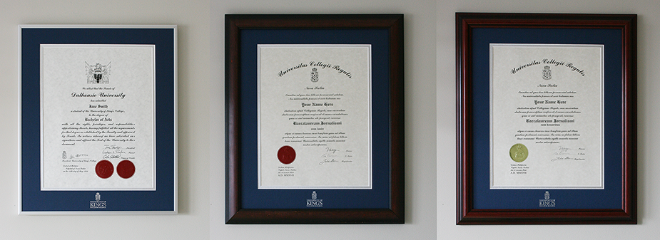 University of King's College degree frames