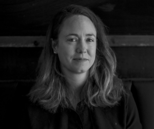 Black and white photo portrait of Karen Pinchin