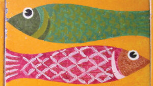 painting of two fish from cover of Esmeralda Cabral's book