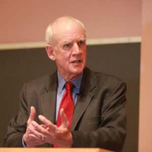 Philosopher Charles Taylor at podium during 2012 Fountain Memorial Lecture