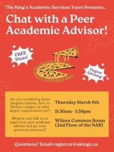 poster of peer advisor event with details