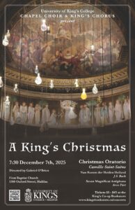 poster for concert showing ornate ceiling painting with lights hanging in front